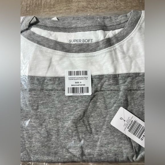 Torrid Super Soft Slub Boat Neck Elbow Sleeve Varsity Tee top shirt 00 0X 1X 2X - Picture 8 of 11
